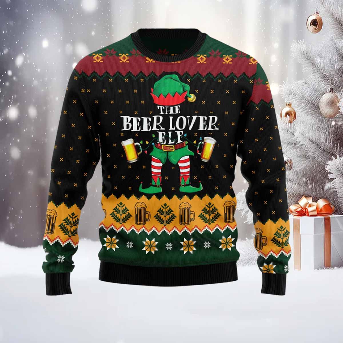 The Beer Lover Elf Ugly Christmas Sweater The Beer Lover Elf Ugly Christmas Sweater