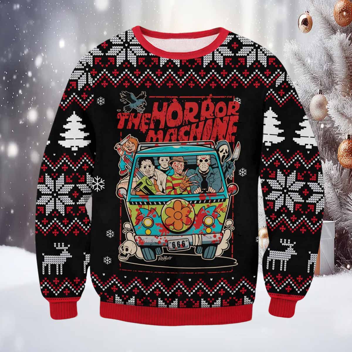 The Horror Machine Hippie Ugly Christmas Sweater The Horror Machine Hippie Ugly Christmas Sweater