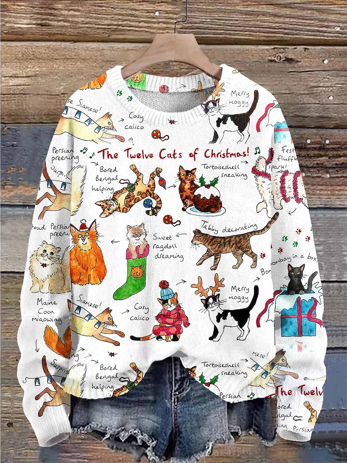 The Twelve Cats Of Christmas Ugly Christmas Sweater The Twelve Cats Of Christmas Ugly Christmas Sweater