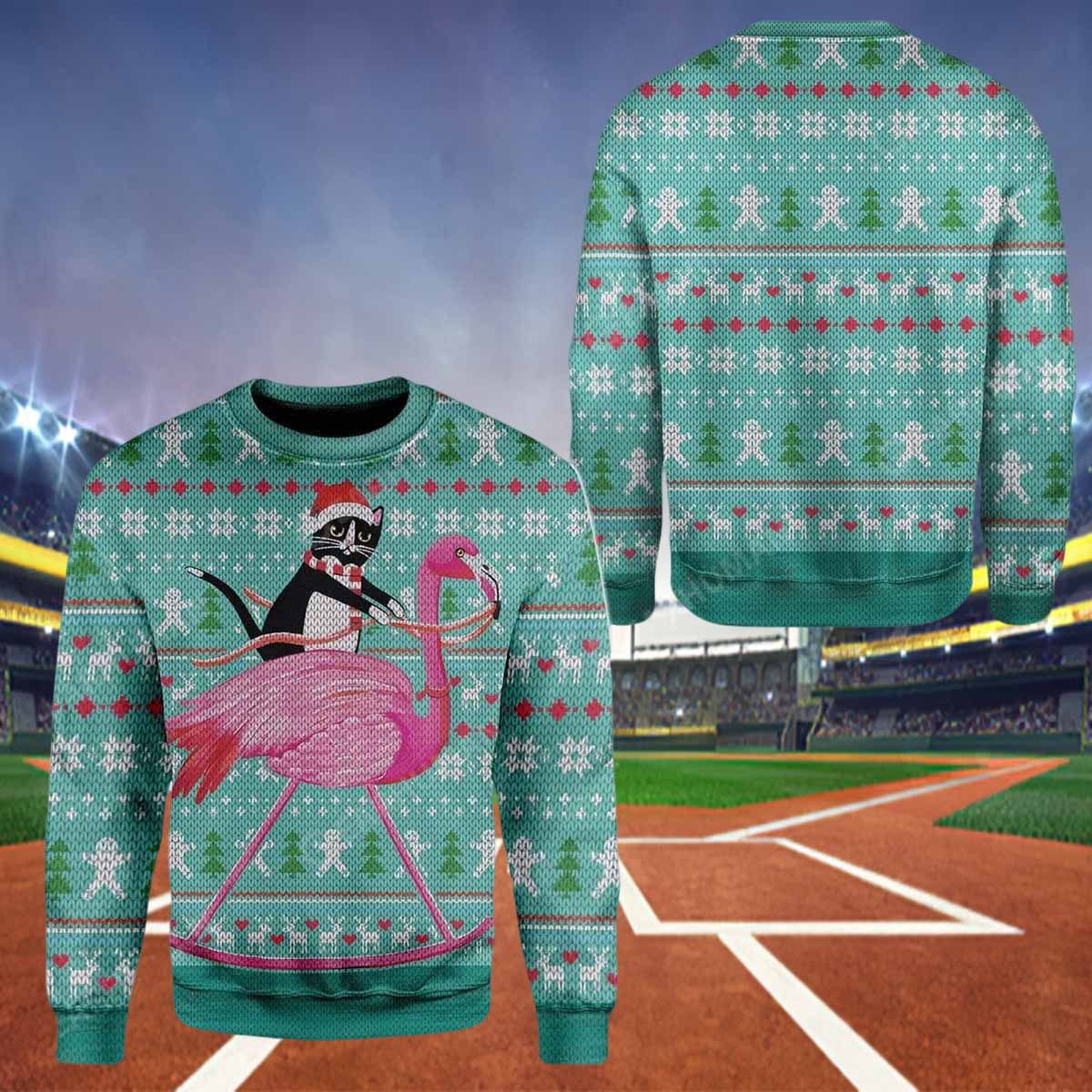 Ugly Christmas Cat And Flamingo Sweater Ugly Christmas Cat And Flamingo Sweater