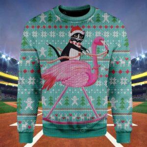 Ugly Christmas Cat And Flamingo Sweater