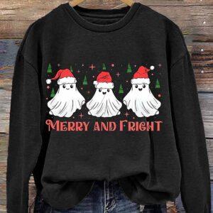 Women Spooky Merry And Fright Halloween Shirt