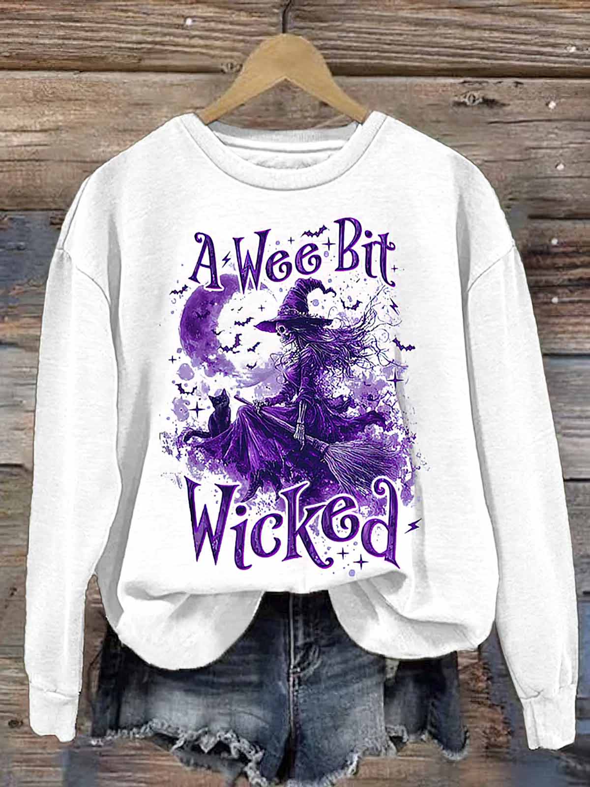 Women’s A Wee Bit Wicked Halloween Sweatshirt Women’s A Wee Bit Wicked Halloween Sweatshirt