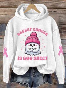 Women’s Breast Cancer Is Boo Sheet Pink Halloween Ghost Hoodie Women’s Breast Cancer Is Boo Sheet Pink Halloween Ghost Hoodie