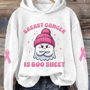 Women’s Breast Cancer Is Boo Sheet Pink Halloween Ghost Hoodie