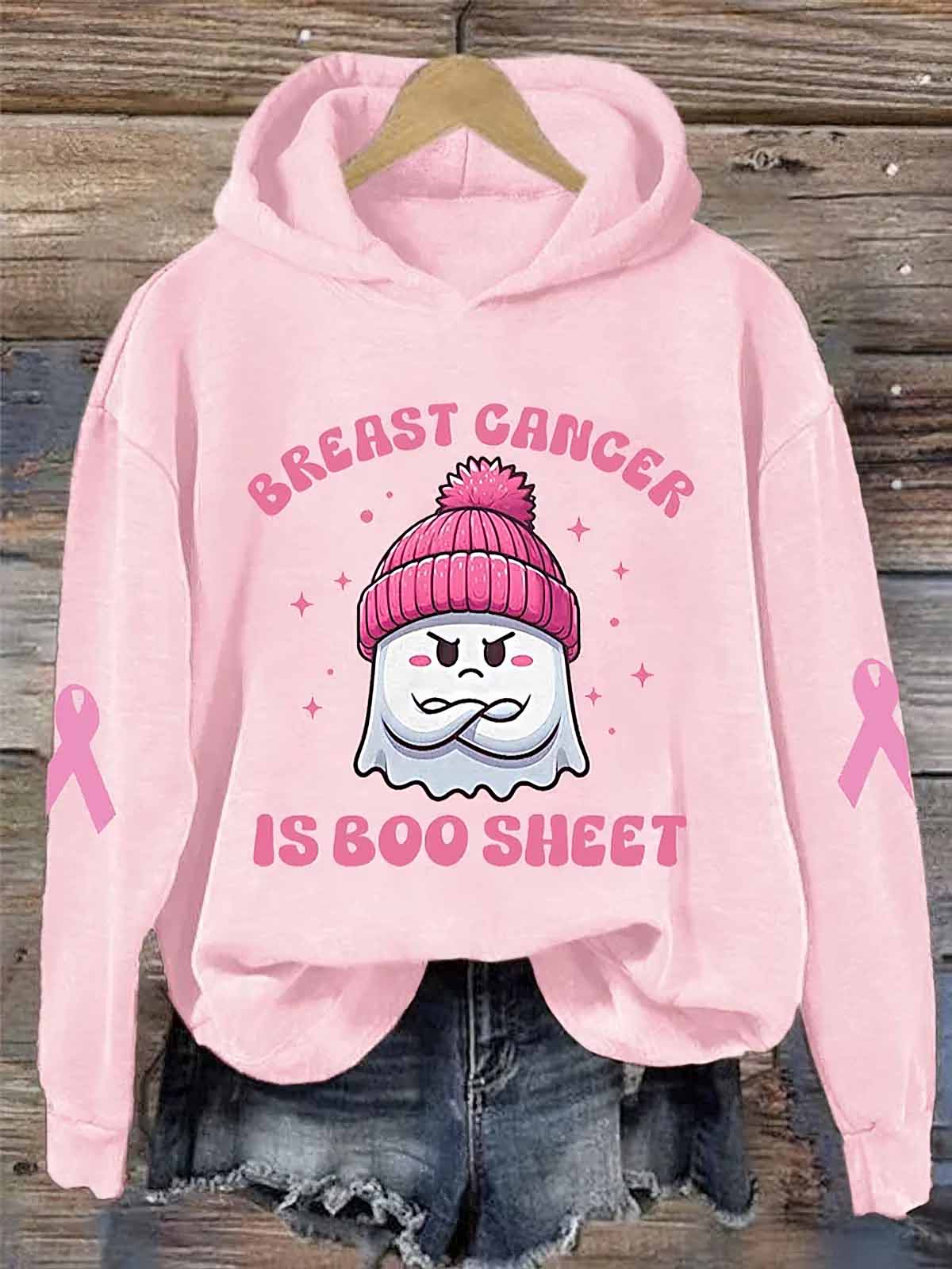 Women’s Breast Cancer Is Boo Sheet Pink Halloween Ghost Hoodie Women’s Breast Cancer Is Boo Sheet Pink Halloween Ghost Hoodie