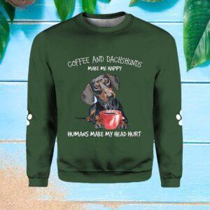 Women’s Coffee And Dachshund Make Me Happy Printed Casual Sweatshirt Women’s Coffee And Dachshund Make Me Happy Printed Casual Sweatshirt