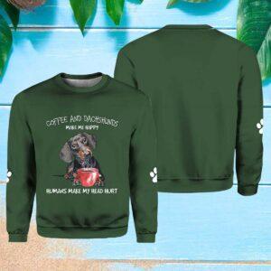 Women's Coffee And Dachshund Make Me Happy Printed Casual Sweatshirt