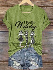 Women’s Feelin Witchy Halloween V-Neck Shirt