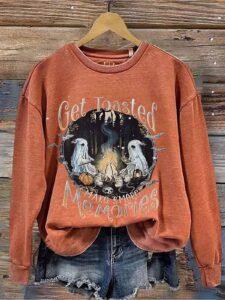 Women’s Halloween Get Toasted Make Smore Memories Printed Sweatshirt Women’s Halloween Get Toasted Make Smore Memories Printed Sweatshirt