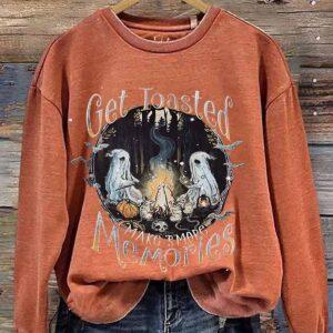 Women's Halloween Get Toasted Make Smore Memories Printed Sweatshirt