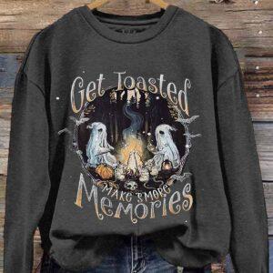Women's Halloween Get Toasted Make Smore Memories Printed Sweatshirt