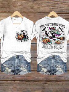 Women’s Halloween Witching Hour Print Shirt