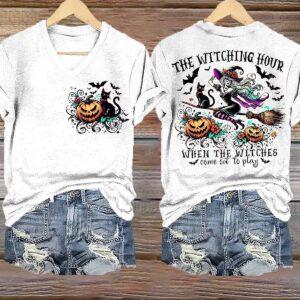 Women’s Halloween Witching Hour Print Shirt