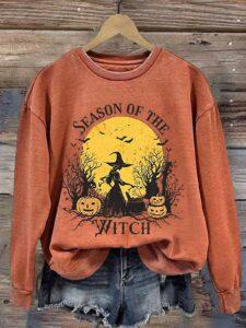 Women’s Season Of The Witch Print Round Neck Sweatshirt Women’s Season Of The Witch Print Round Neck Sweatshirt