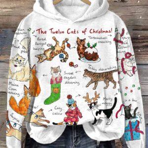 Women’s The Twelve Cats Of Christmas Hoodie