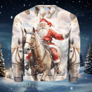Womens Western Santa Print Ugly Sweater 1 Women’s Western Santa Print Sweatshirt