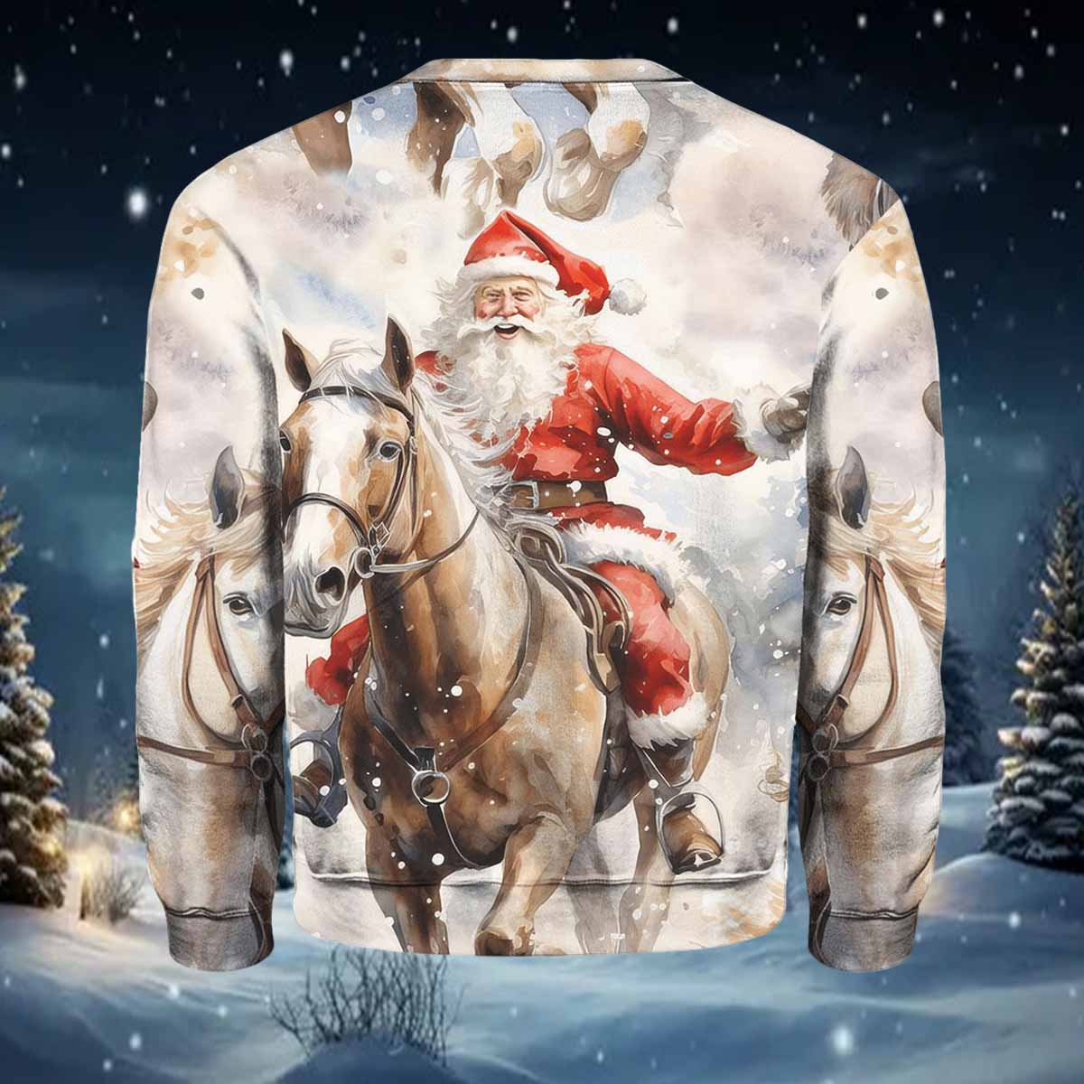 Womens Western Santa Print Ugly Sweater Womens Western Santa Print Ugly Sweater