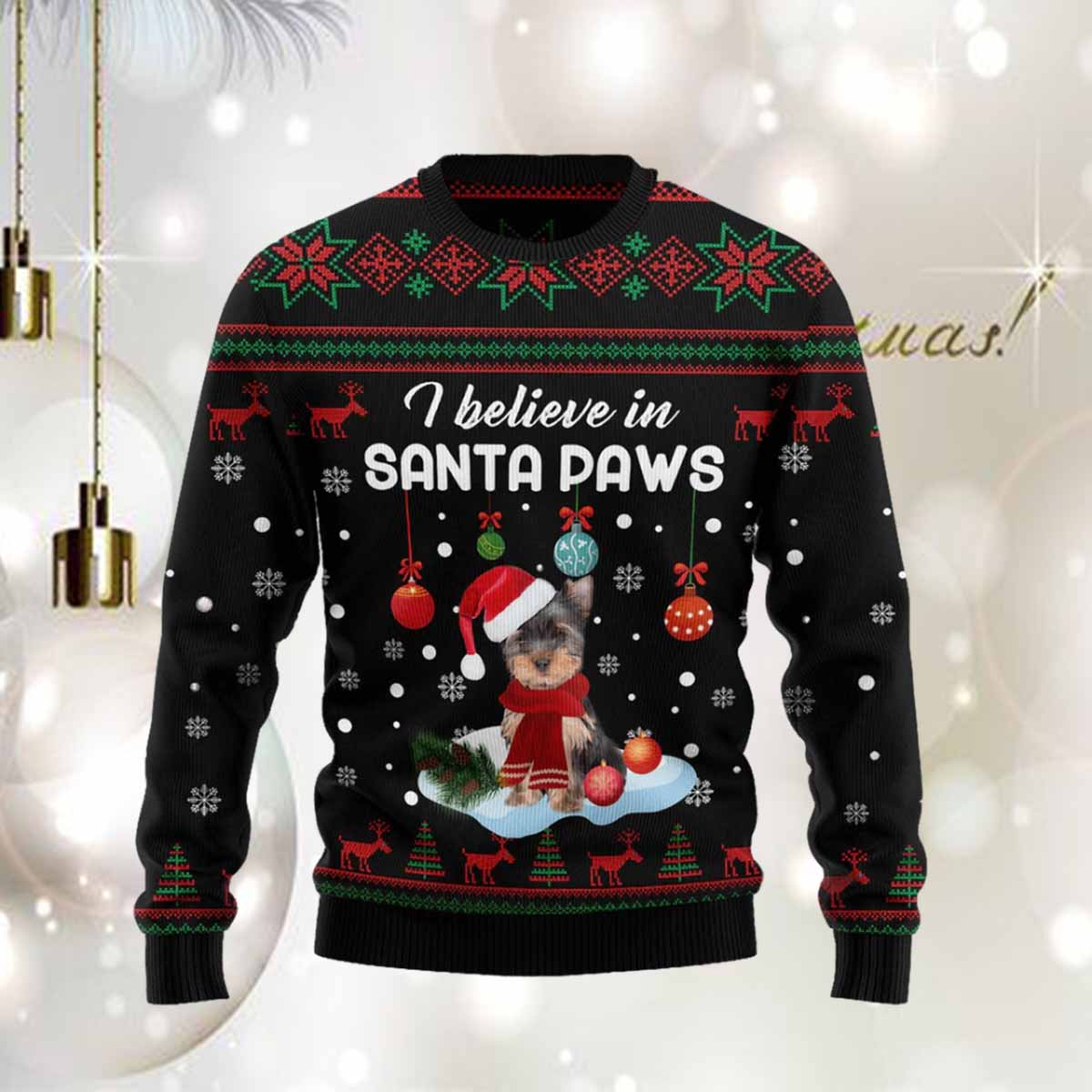 Yorkshire Terrier Santa Paw Ugly Christmas Sweater Yorkshire Terrier Santa Paw Ugly Christmas Sweater