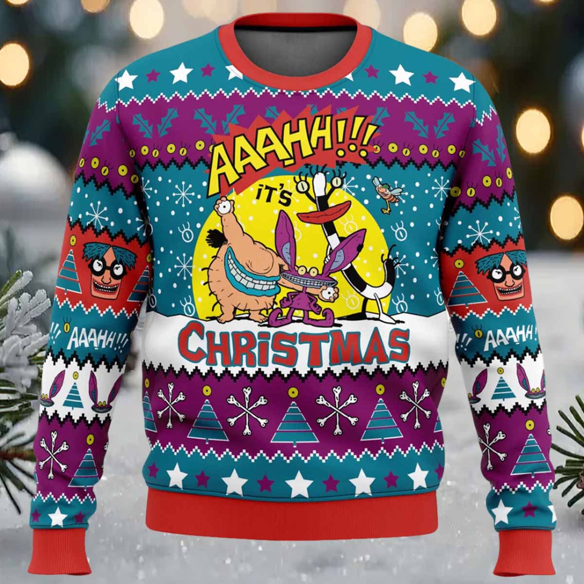 Aaahh Real Monsters Ugly Christmas Sweater Aaahh Real Monsters Ugly Christmas Sweater