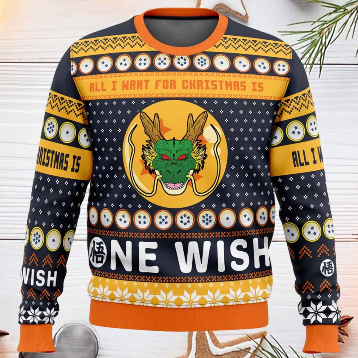 All I Want For Christmas Is One Wish Dragon Ball Ugly Sweater All I Want For Christmas Is One Wish Dragon Ball Ugly Sweater