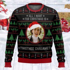 All I Want For Christmas Timothee Chalamet Ugly Christmas Sweater