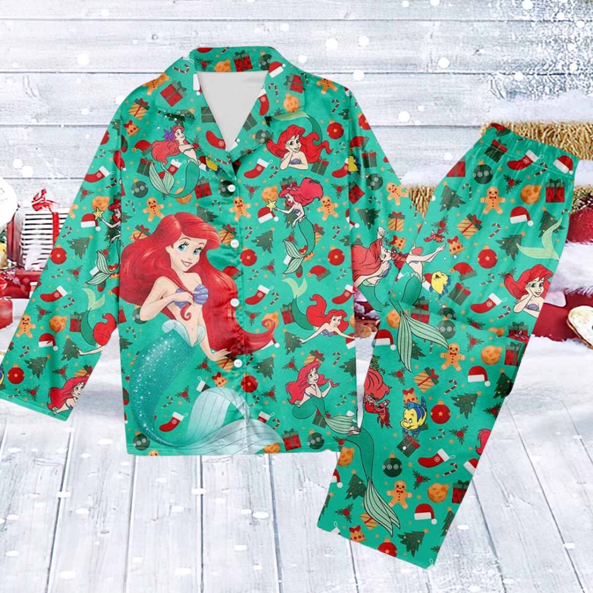 Ariel Christmas Pajama Set Ariel Christmas Pajama Set