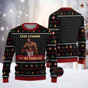 Barry Wood Stop Staring At My Package Christmas Sweater Barry Wood Stop Staring At My Package Christmas Sweater