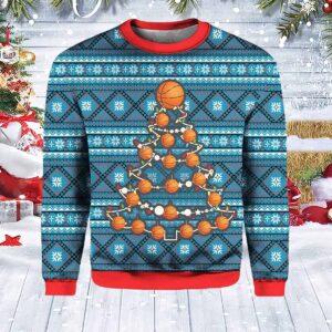 Basketball Christmas Tree Ugly Sweater Basketball Christmas Tree Ugly Sweater