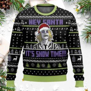 Beetlejuice Hey Santa It Snow Time Christmas Ugly Sweater Beetlejuice Hey Santa It Snow Time Christmas Ugly Sweater
