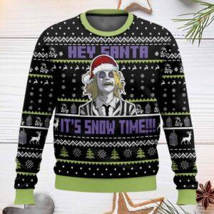 Beetlejuice It Snow Time Christmas Ugly Sweater
