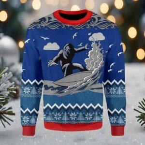 Bigfoot Surfing Ugly Christmas Sweater Bigfoot Surfing Ugly Christmas Sweater
