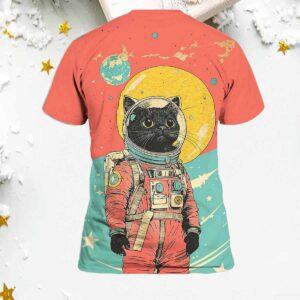 Black Cat Astronaut Color Block Art Print Casual Shirt 1 Black Cat Astronaut Color Block Art Print Casual Shirt