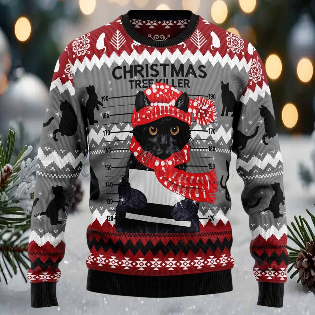 Black Cat Tree Ugly Christmas Sweater Black Cat Tree Ugly Christmas Sweater