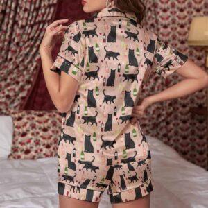 Black Cat Wine And Champagne Pajama Set Black Cat Wine And Champagne Pajama Set