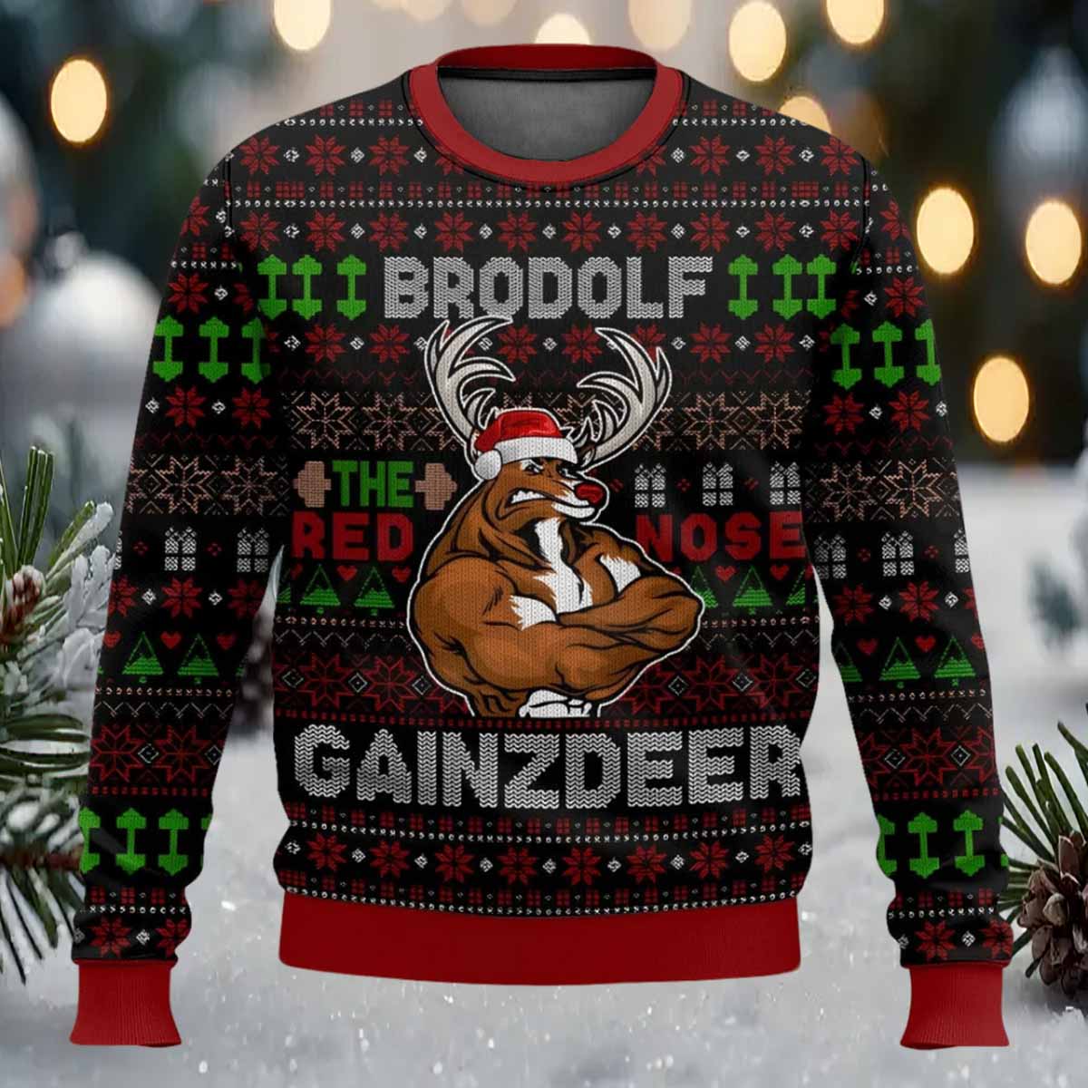 Brodolf Gainzdeer Rudolph Ugly Christmas Sweater Brodolf Gainzdeer Rudolph Ugly Christmas Sweater