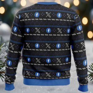 Cage Fighter Elun Mask vs Mark Zuckerberg Ugly Christmas Sweater