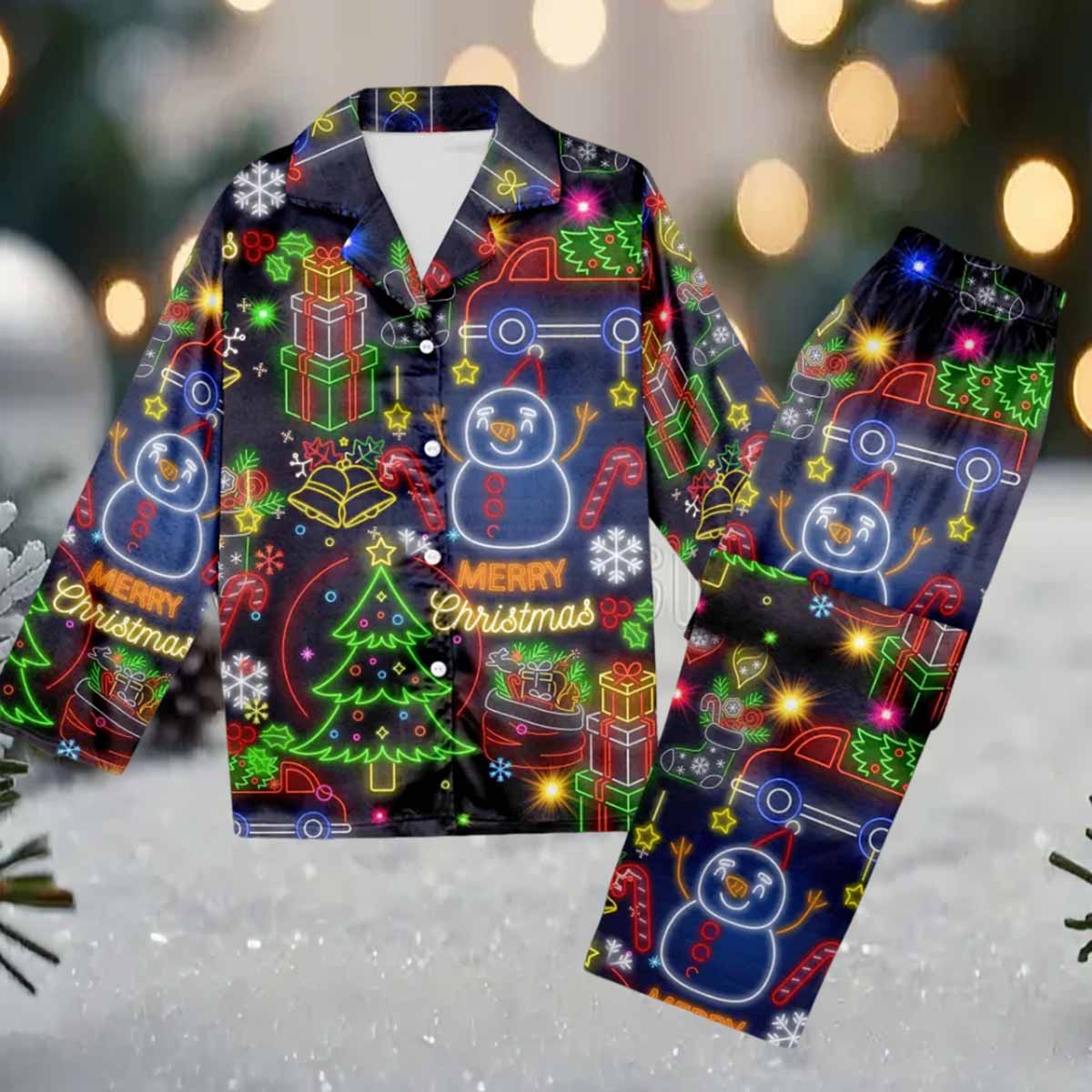 Christmas Bright Neon Lighting Pajamas Set Christmas Bright Neon Lighting Pajamas Set