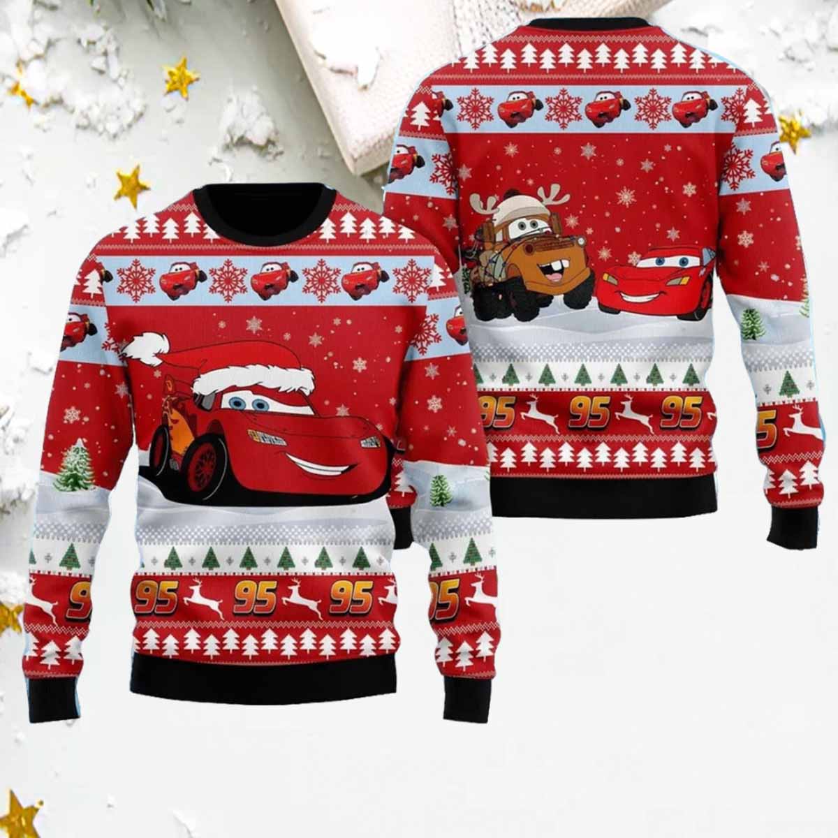 Christmas Lightning McQueen Tow Mater Ugly Sweater Christmas Lightning McQueen Tow Mater Ugly Sweater