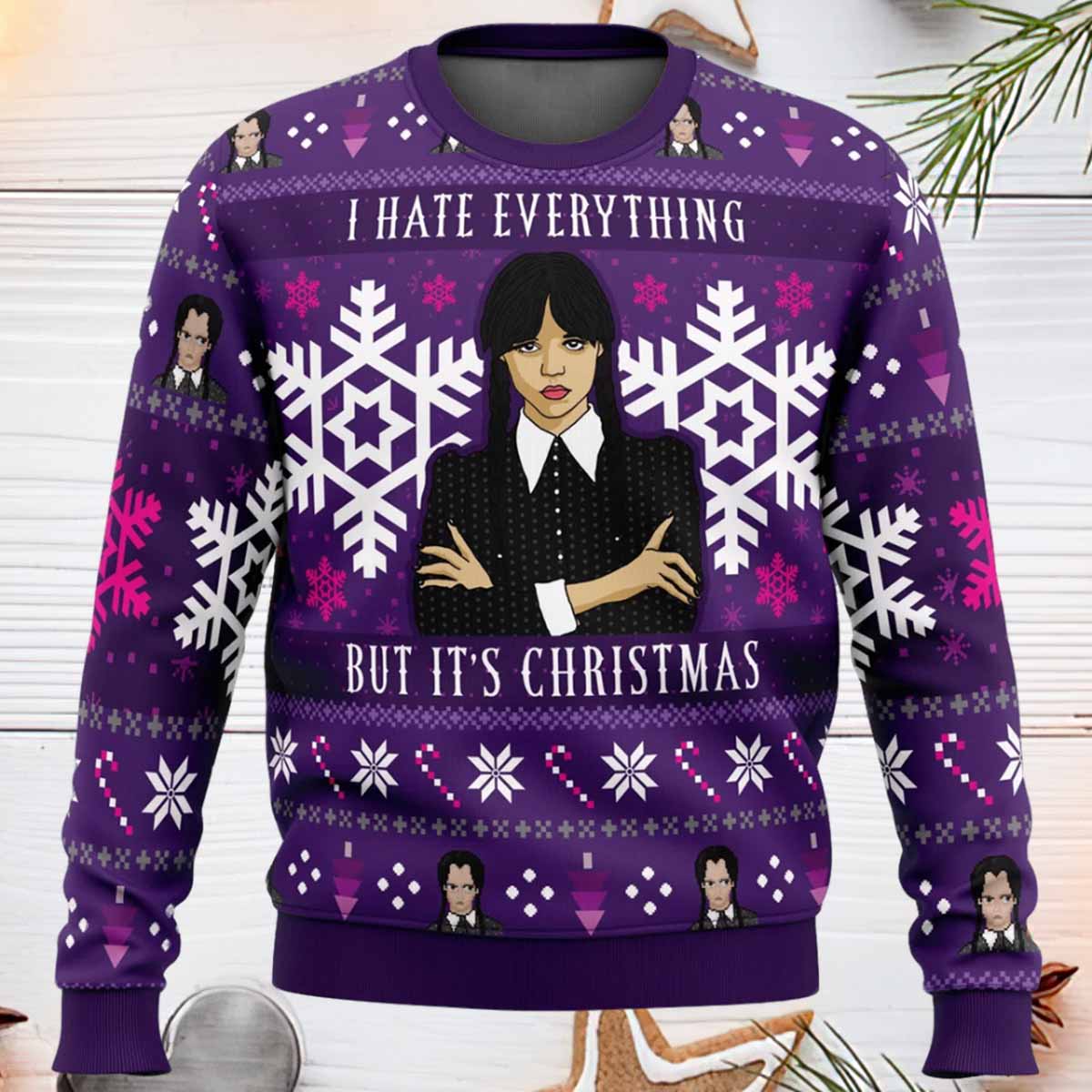 Christmas Wednesday Adams Family Ugly Christmas Sweater Christmas Wednesday Adams Family Christmas Sweater