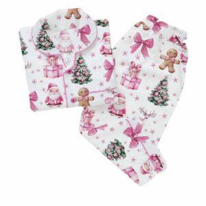 Coquette Pink Christmas Satin Pajama Set Coquette Pink Christmas Satin Pajama Set