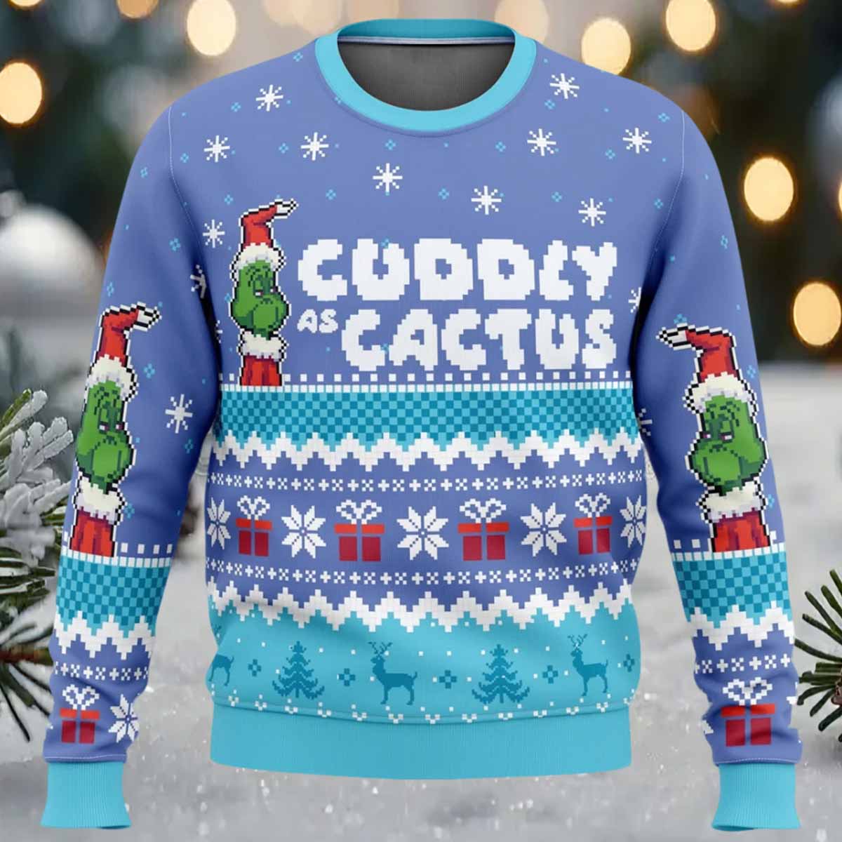 Cuddly As A Cactus Grnch Ugly Christmas Sweater Cuddly As A Cactus Grnch Ugly Christmas Sweater
