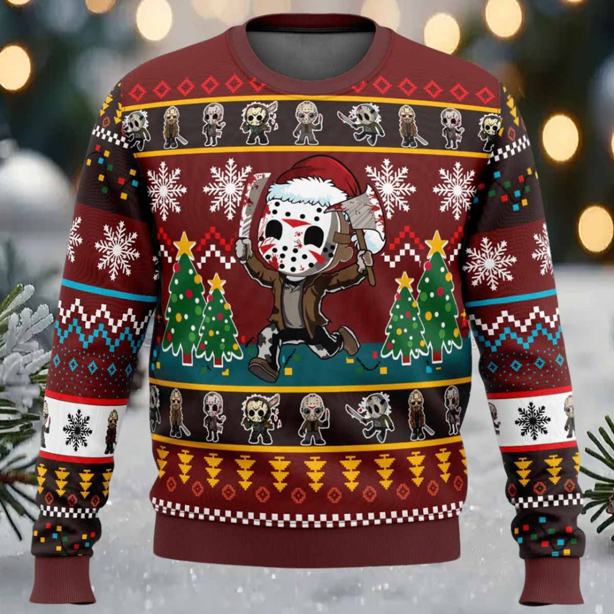 Cute Jason Friday the 13th Ugly Christmas Sweater Cute Jason Friday the 13th Ugly Christmas Sweater