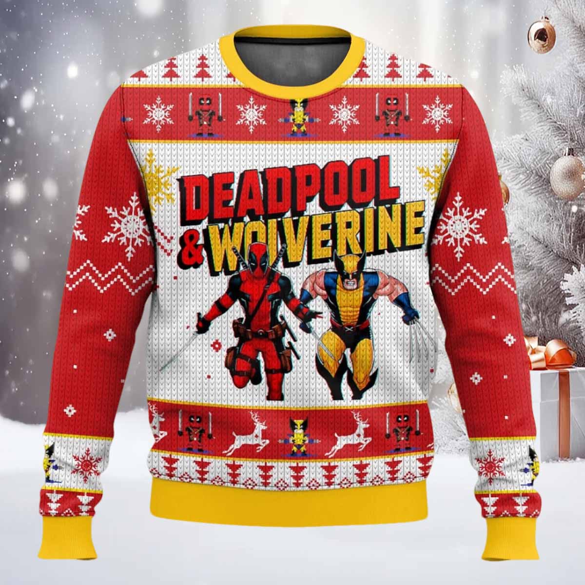 Deadpool And Wolverine Ugly Christmas Sweater Deadpool And Wolverine Ugly Christmas Sweater