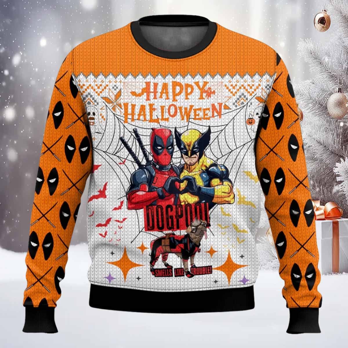 Deadpool Wolverine Halloween Ugly Sweater Deadpool Wolverine Halloween Ugly Sweater