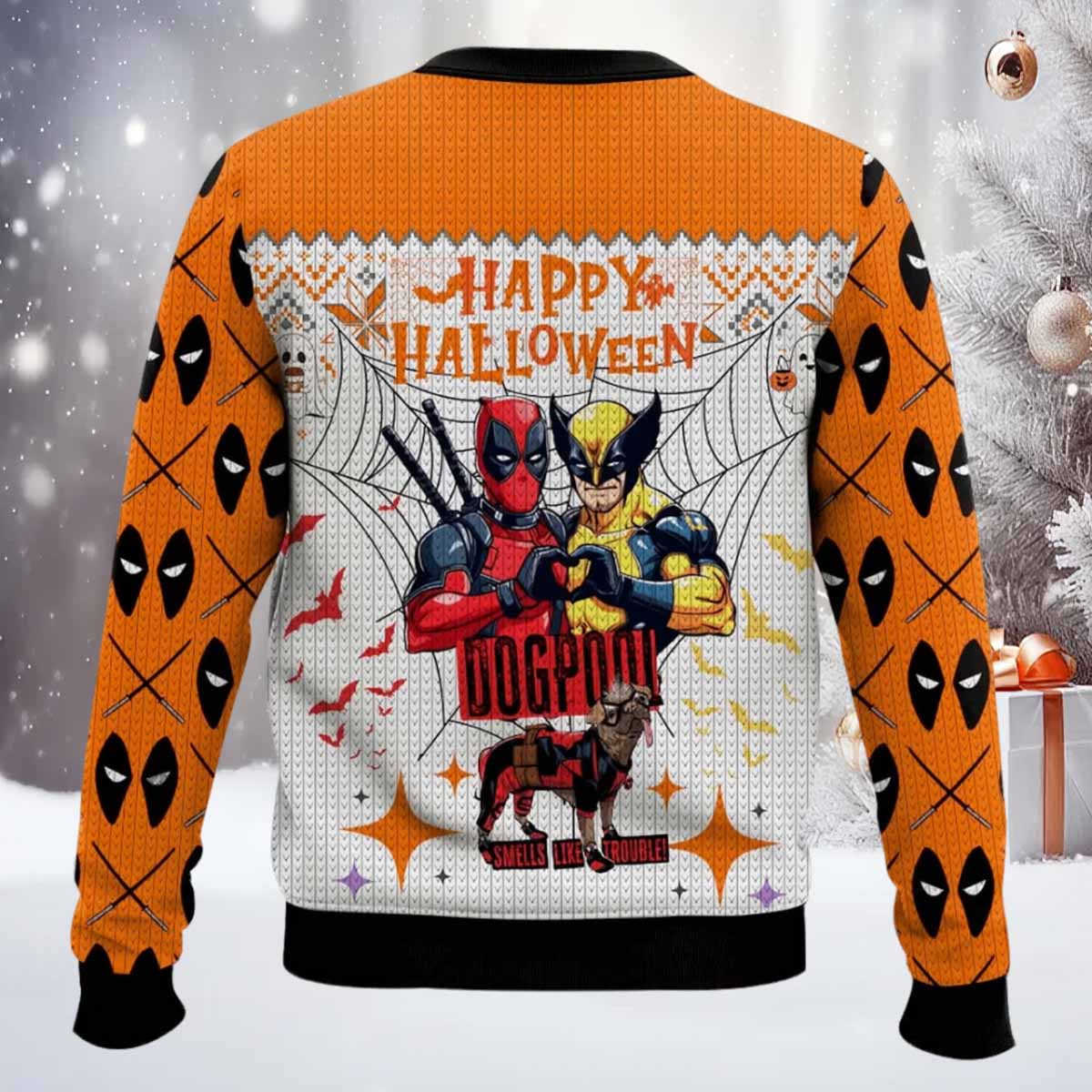 Deadpool Wolverine Halloween Ugly Sweater Deadpool Wolverine Halloween Ugly Sweater
