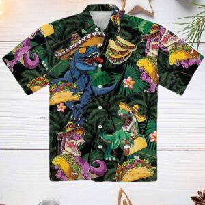 Dinosaur Love Tacos Coconut Tree Pattern Hawaiian Shirt Dinosaur Love Tacos Coconut Tree Pattern Hawaiian Shirt