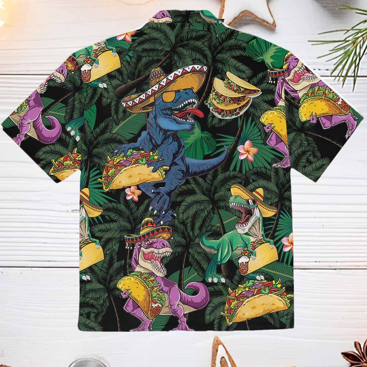 Dinosaur Love Tacos Coconut Tree Pattern Hawaiian Shirt Dinosaur Love Tacos Coconut Tree Pattern Hawaiian Shirt