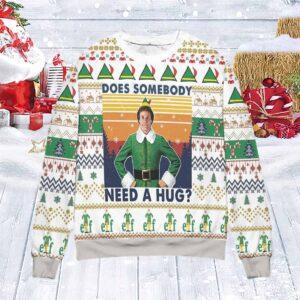 Elf Does Somebody Need A Hug Ugly Christmas Sweater Elf Does Somebody Need A Hug Ugly Christmas Sweater