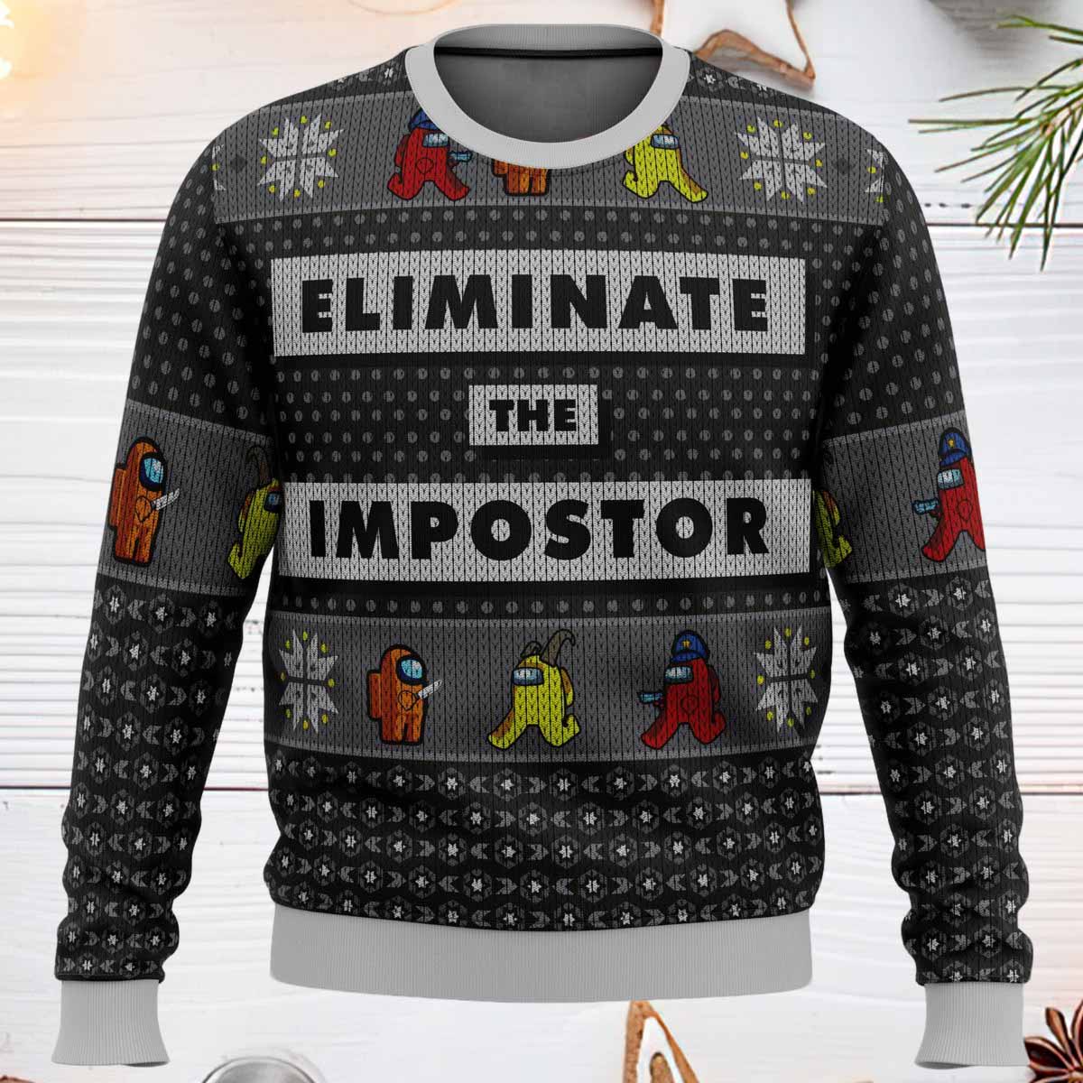 Eliminate The Impostor Among Us Ugly Christmas Sweater Eliminate The Impostor Among Us Ugly Christmas Sweater